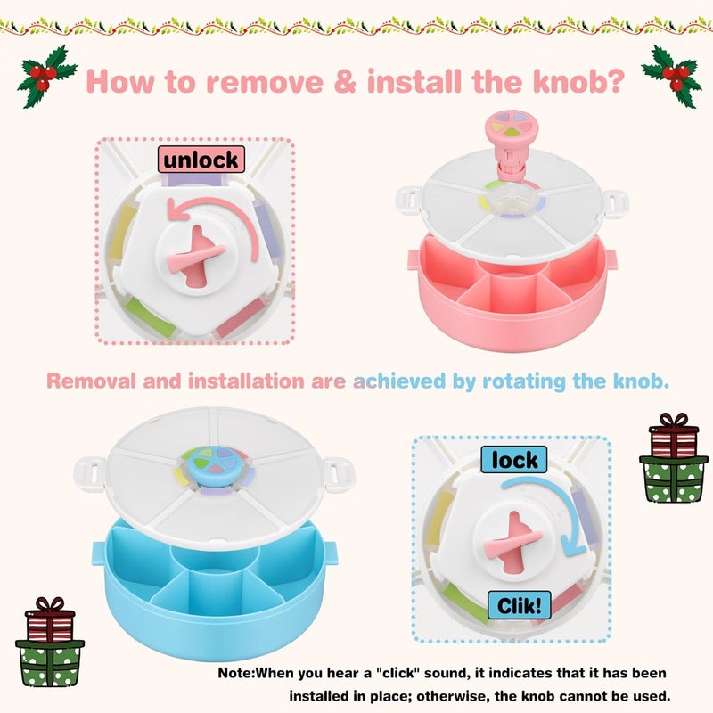 JOOPETALK Kids' Rotating Snack Container Set – 2-Pack, Includes 1 Rotating Snack Container & 1 Round Sectioned Snack Box, BPA-Free, Dishwasher Safe, Perfect for Travel-Pink - Image 4